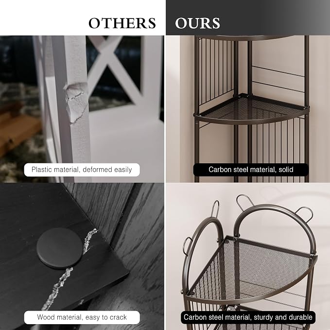 Corner Bathroom Shelf Metal Short Corner Stand Shelf Black Small Bathroom - Image 3