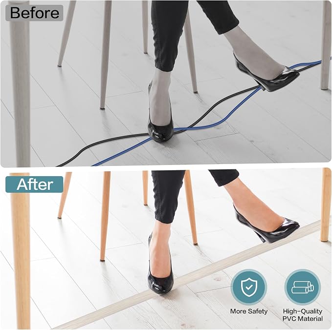 Floor Cord Cover Self Adhesive Cord Hider Floor Extension Cord Covers - Image 5