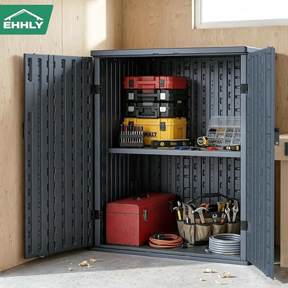 EHHLY Heavy Duty Small Storage Cabinet Outdoor Weatherproof, 14 Cuft Garage - Image 9