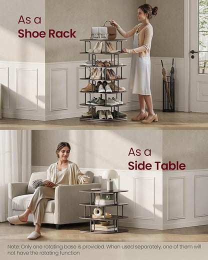 VASAGLE 7-Tier Shoe Rack, Rotating Shoe Rack Tower, Shoe Closet Organizer - Image 7