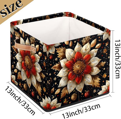 TropicalLife 13x13x13 Inch Large Fabric Storage Cube Flowers Foldable Storage - Image 4