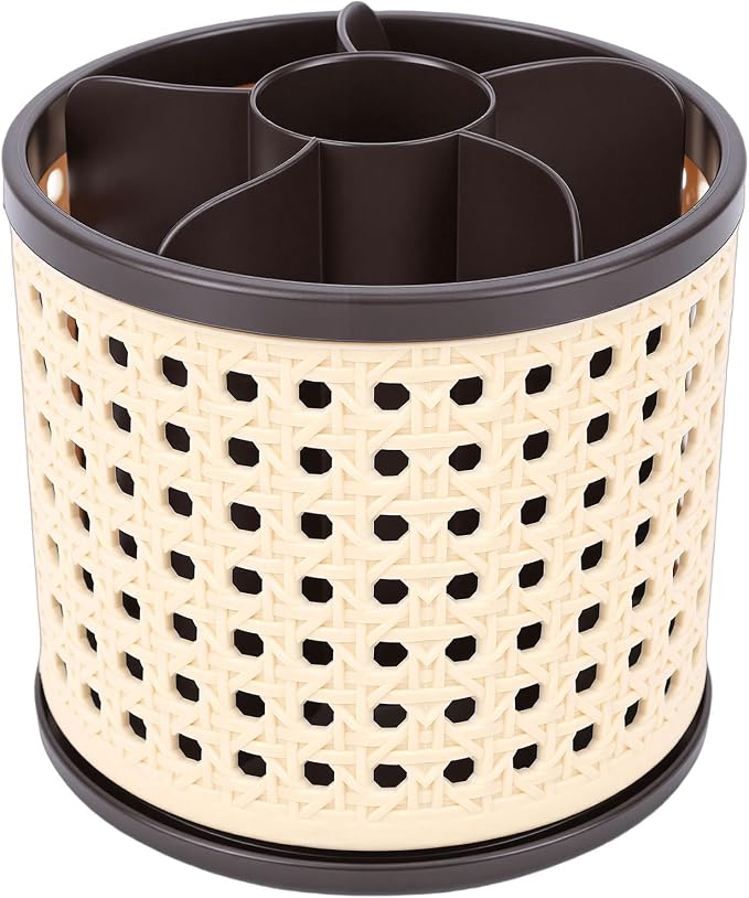 Rotating Makeup Brush Holder for Vanity Desk, Lipstick Pen Holder, Space Saving - Image 4