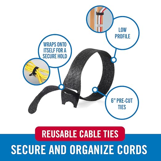 Velcro Brand Reusable Cable Ties – Mens Stocking Stuffers 2025, 100 Pack 6 Inch - Image 3