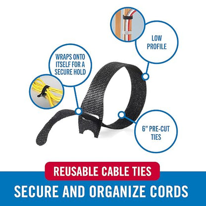 Velcro Brand Reusable Cable Ties – Mens Stocking Stuffers 2025, 100 Pack 6 Inch - Image 3