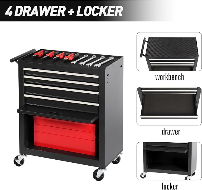 4-Drawer Rolling Tool Chest, Cabinet - Image 3