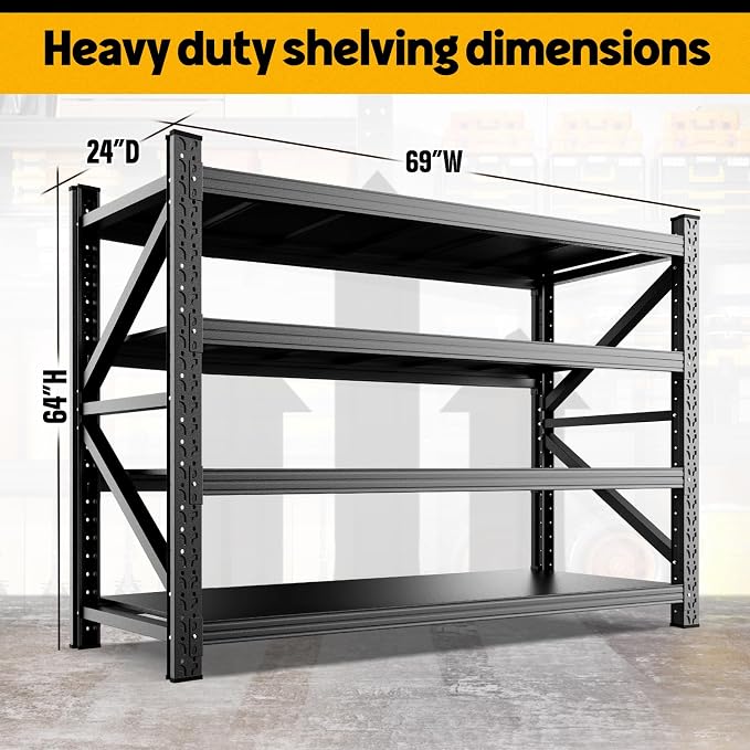 5000LBS Heavy Duty Storage Shelves, 4 Tier Garage Shelving Metal Shelving Unit - Image 3