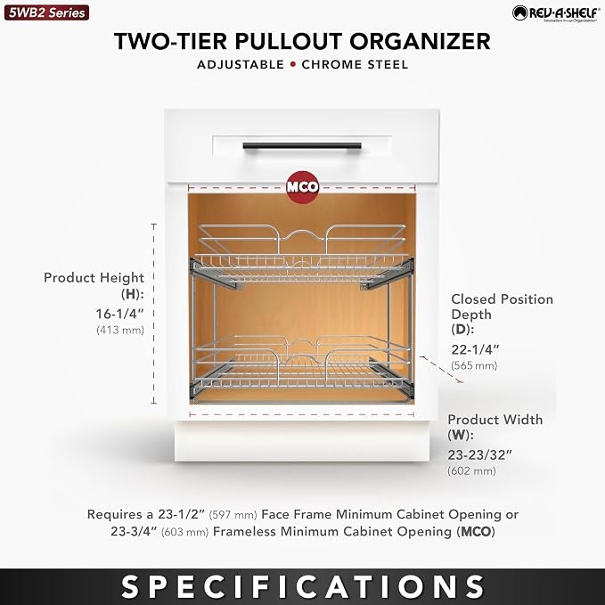Rev-A-Shelf 2-Tier Kitchen Cabinet Pullout Shelf and Drawer Organizer Slide Out - Image 6