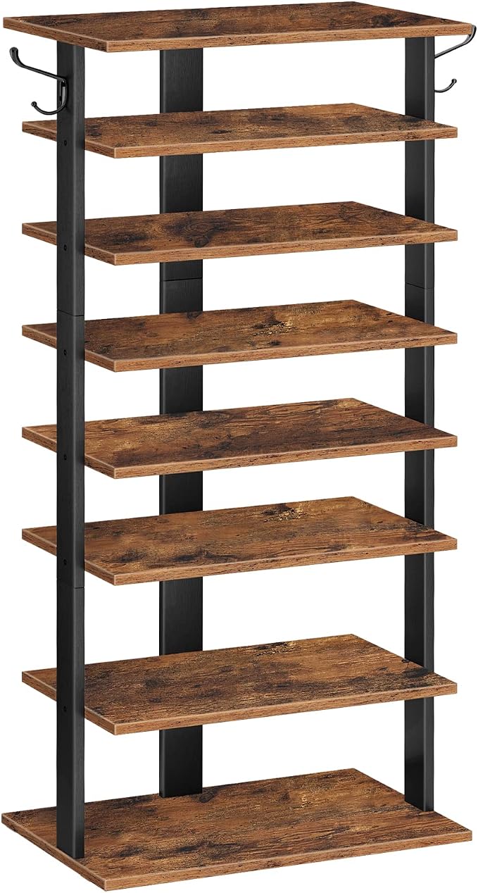 HOOBRO 8 Tiers Vertical Shoe Rack, Wooden Shoe Storage Organizer by HOOBRO
