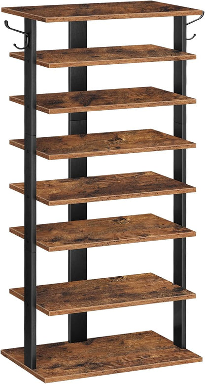 HOOBRO 8 Tiers Vertical Shoe Rack, Wooden Shoe Storage Organizer by HOOBRO