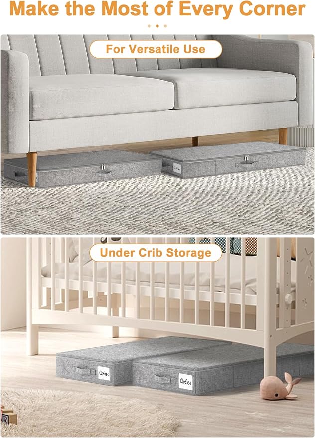 punemi Low Profile Under Bed Storage, 4 Inch Height Underbed Storage Containers - Image 4