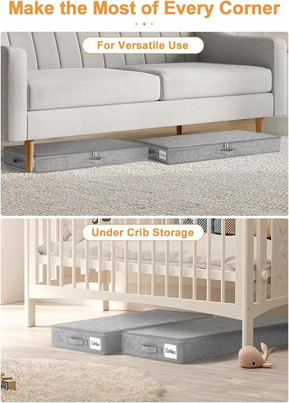 punemi Low Profile Under Bed Storage, 4 Inch Height Underbed Storage Containers - Image 4
