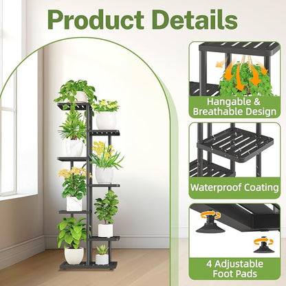 iDavosic.ly Plant Stand with Grow Light Indoor Outdoor, 6-Tier Tall Metal - Image 2