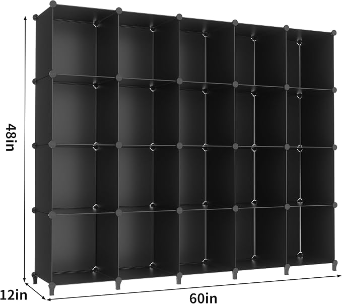 HOMIDEC 20 Black Cube Storage Organizer, Modular Storage Shelf - Image 3