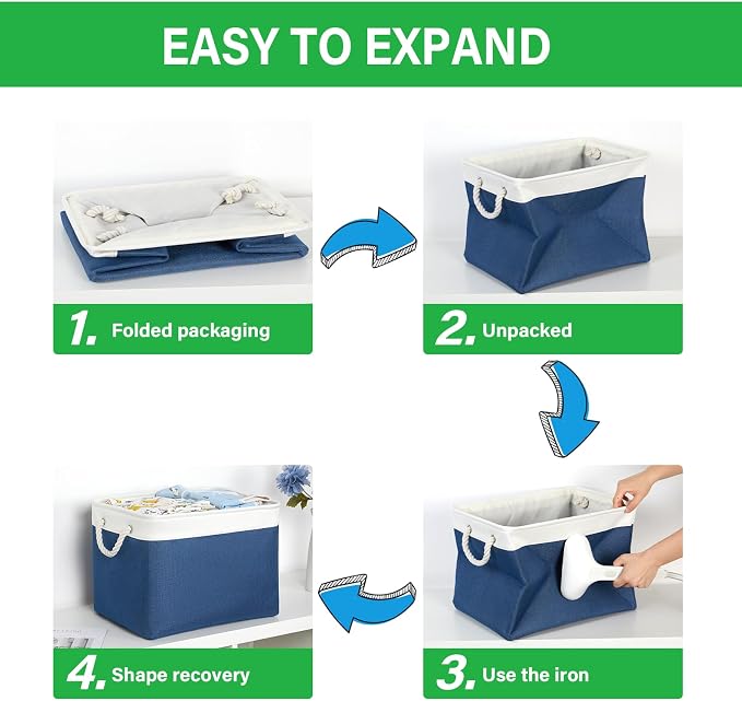 Bidtakay Large Storage Baskets for Shelves 3 Pack Fabric Storage Bins for - Image 6