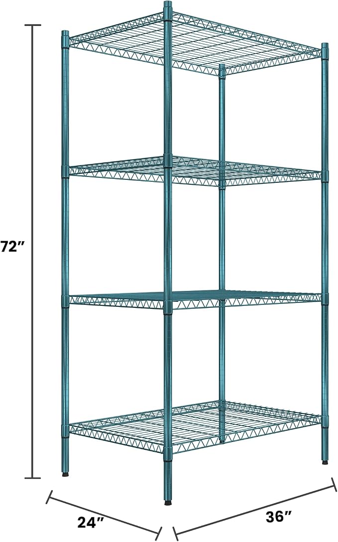 Quantum Storage Systems RWR72-2436LDP Adjustable Wire Green Epoxy 4 Shelves 72" - Image 2