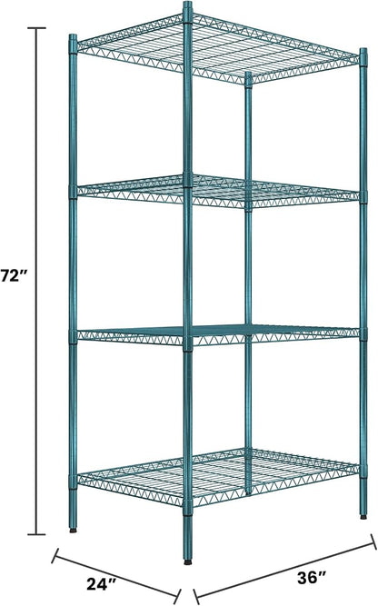 Quantum Storage Systems RWR72-2436LDP Adjustable Wire Green Epoxy 4 Shelves 72" - Image 2