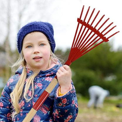 Kids Leaf Rake | with Gloves 27 Inch Detachable Wooden Handle, Kids Garden Rake - Image 3