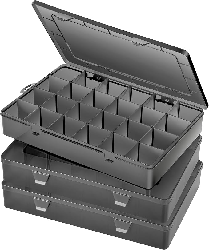 Gbivbe Large 24 Grids Plastic Organizer Box Adjustable Dividers, Art DIY Crafts by Gbivbe