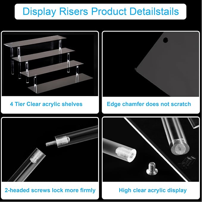 4 Tier Perfume Organizer Stand, Acrylic Risers Display Stands, Display Risers - Image 4