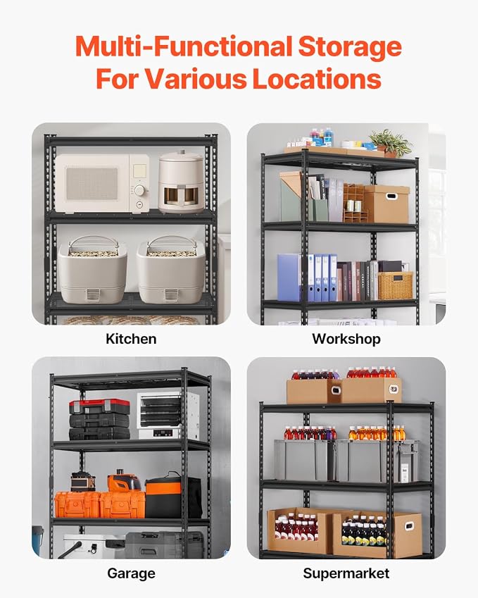 VEVOR Storage Shelves, 2400 lbs, 4 Tier Heavy Duty Garage Shelving, - Image 8