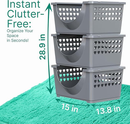 Skywin TidyFriend 3 in 1 Home Organization Kit – Stackable Storage Bins - Image 2
