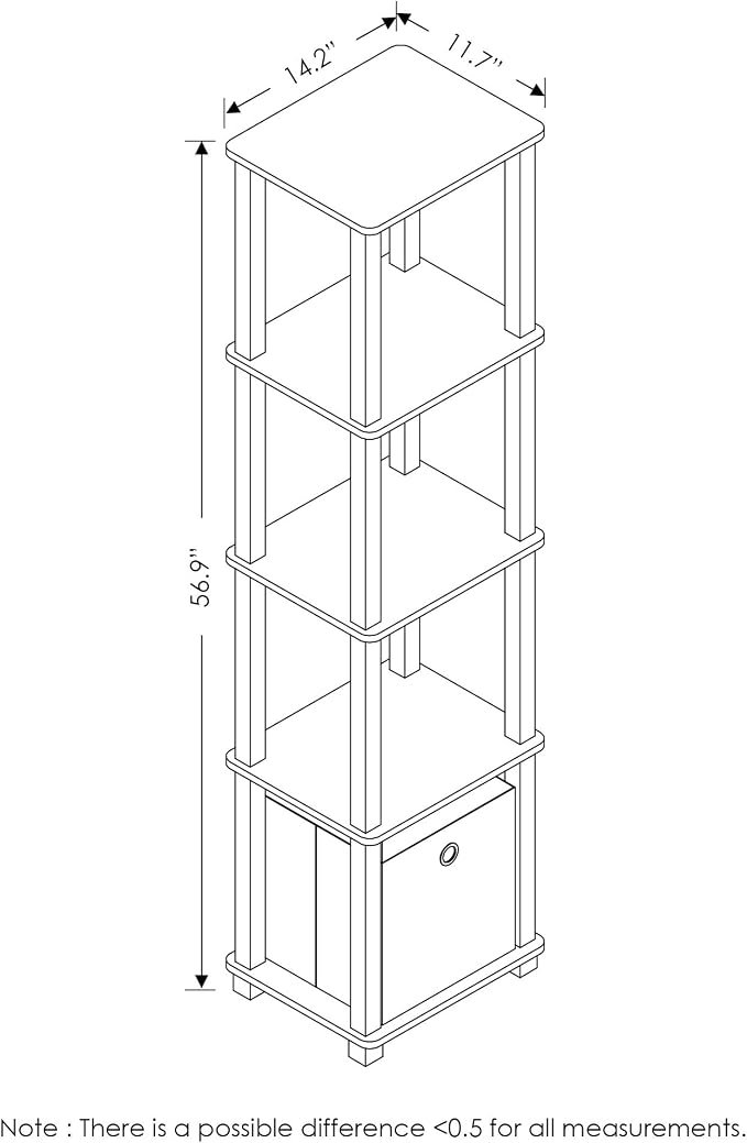 FURINNO TNT No Tools 5-Tier Display Decorative Shelf, French Oak - Image 3