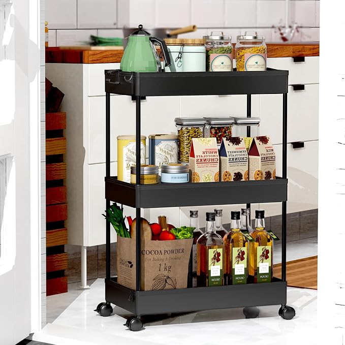 SPACEKEEPER Rolling Storage Cart 3 Tier Bathroom Cart Organizers - Image 8