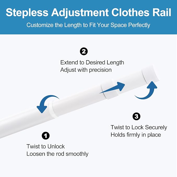 Adjustable Closet Rod for Hanging Clothes, 17-39inch Heavy Duty Metal tension - Image 6