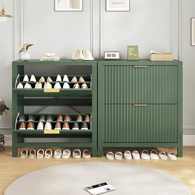 YOMILUVE Fluted Shoe Storage Cabinet - Image 9