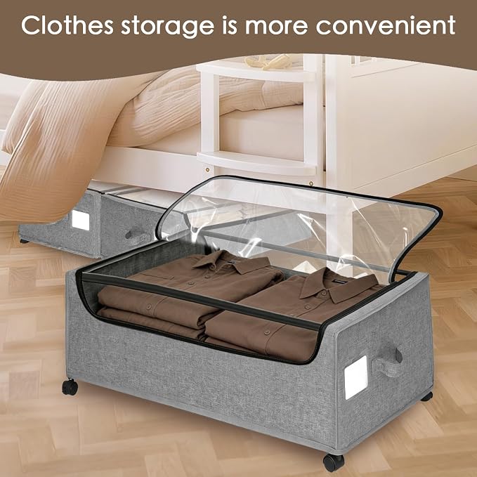 Under Bed Storage with Wheels, Underbed Storage Bins, XXXL 85L 11 inches - Image 6