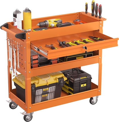 3 Tier Rolling Tool Cart with Drawers, Heavy Duty Utility Cart on Wheels by Granper%EF%BC%9AGrandPerfect