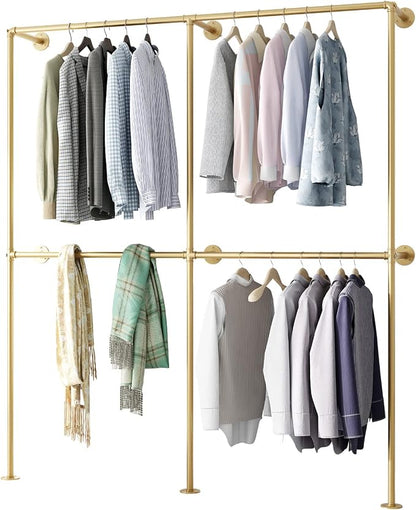 Gold Pipe Clothing Racks Wall Mount Gold Clothes Rack, Heavy Duty Industrial - Image 7