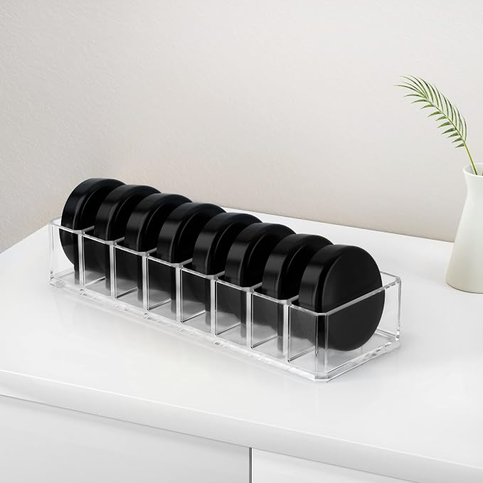 HBlife Clear Acrylic Makeup Compact Organizer, 8 Spaces Vanity Organizer Stand - Image 5