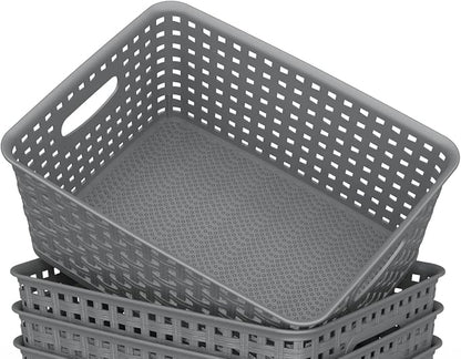 WYT 12-Pack Plastic Small Shelf Storage Weave Baskets - Image 4