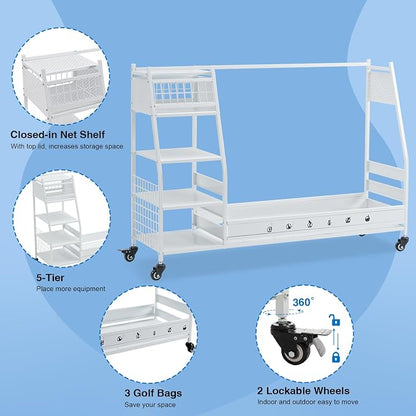 Lauren&Harold Golf Bag Organizer Garage Storage, Golf Storage Rack Stand Fits 2 - Image 4