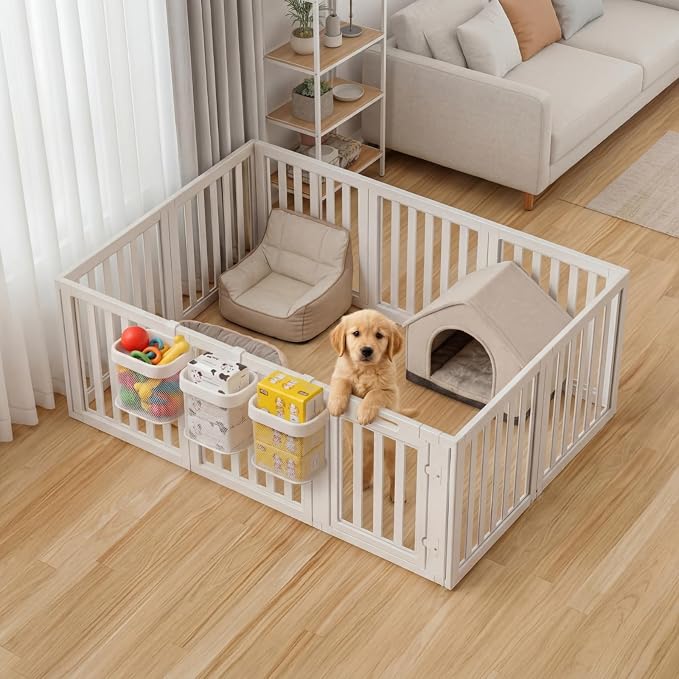 Sliner 4 Pack Dog Crate Hanging Storage Baskets Pet Fence Organizer - Image 6