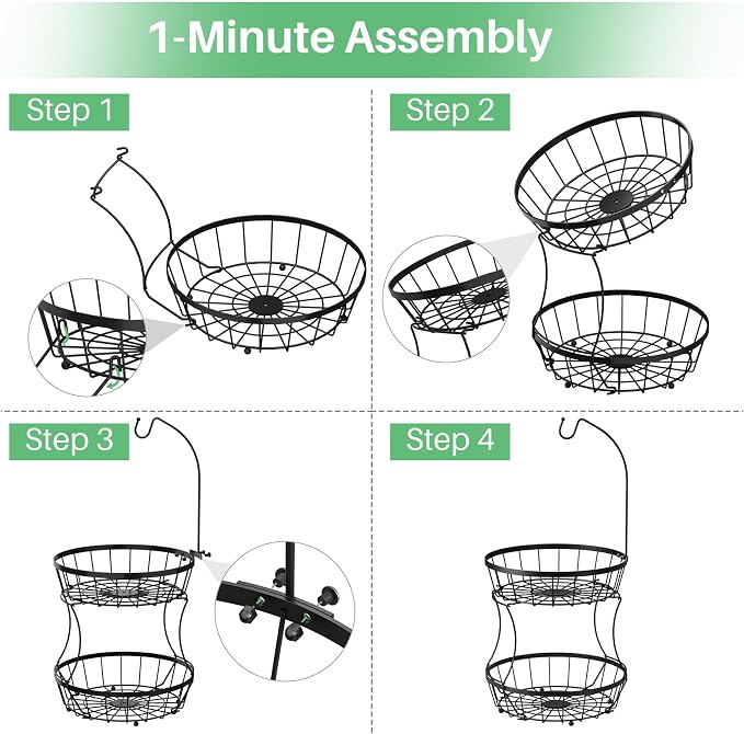 SAYZH 2-Tier Fruit Basket Bowl Stackable Vegetable Storage - Image 9