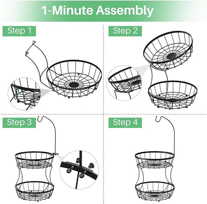 SAYZH 2-Tier Fruit Basket Bowl Stackable Vegetable Storage - Image 9