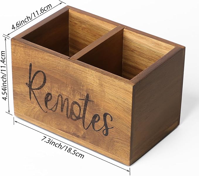 Acacia Wood TV Remote Holder, Caddy and Organizer - Image 3