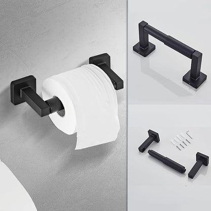 Matte Black Bathroom Hardware Set 4 Pieces, Towel Bar Set Stainless Steel Wall - Image 5