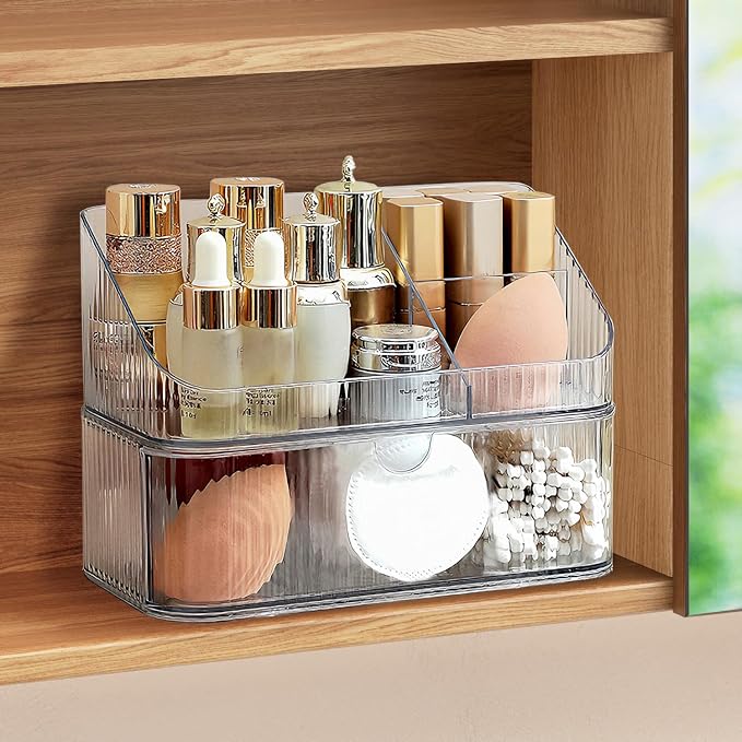 Medicine Cabinet Organizer 2 Tier, Stackable Bathroom Mirror Cabinet by MEAJIO