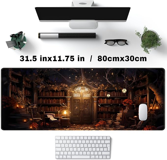 Vintage Desk Pad Magical Bookshelf Desk Mat Extra Large Big Office Mouse Pad - Image 4