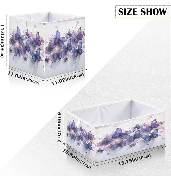 Butterflies Purple Watercolor Closet Organizers Storage Cubes Storage Bins - Image 3