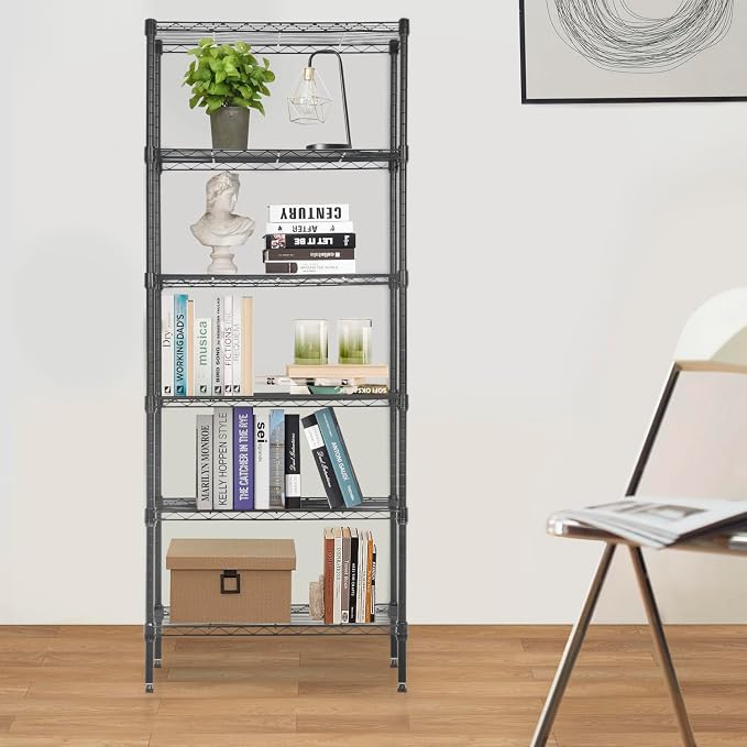 PayLessHere | 6-Tier Wire Shelf | 23"x13"x59" | Black | Adjustable Racks | - Image 5