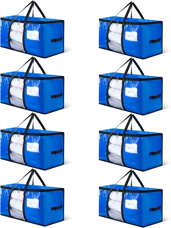 CONGREGATE 8-Pack Heavy Duty Moving Bags, 28.7"x13.7"x15" | Zippers and Handles by CONGREGATE