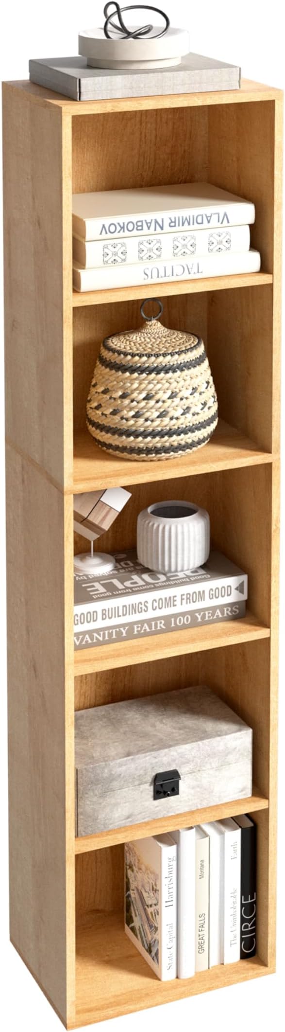 5-Tier Wooden Cube Storage Organizer, 52 Inch Tall Bookcase & Display Shelf by NewBeth