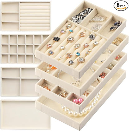 Jewelry Organizer Tray, Stackable Velvet Jewelry Trays, Jewelry Organizer by ERLSTE