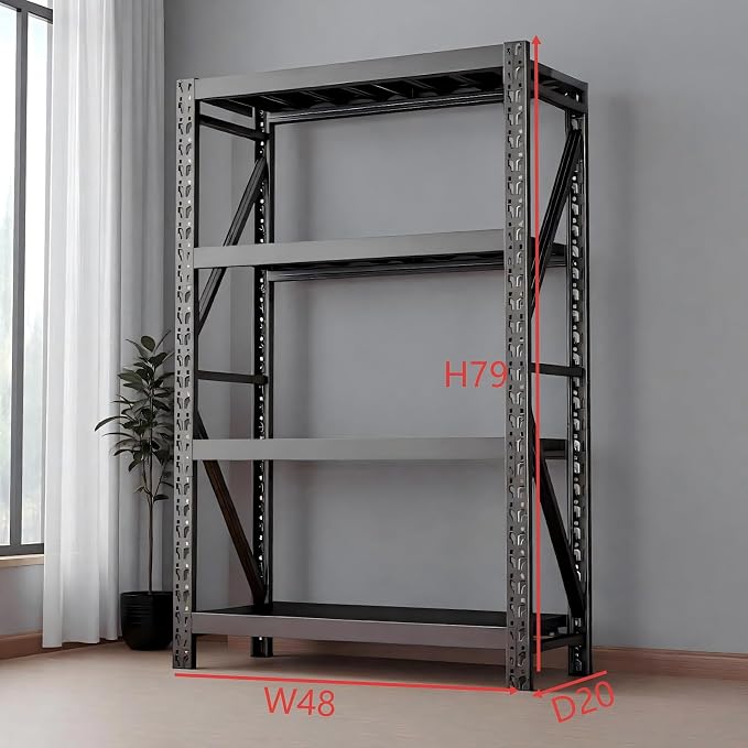Heavy Duty Warehouse Shelving 4-Tier Industrial Steel Storage Shelves, 2600LB - Image 2