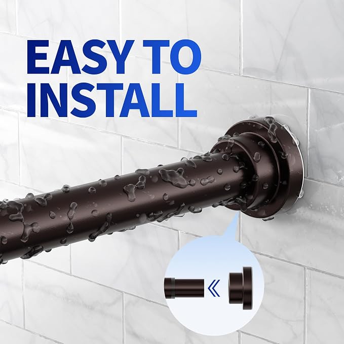 Mcrbeay Shower Curtain Rod, Non Slip No Drill Spring Loaded Curtain Rod - Image 4