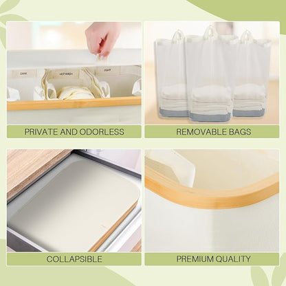 160L Laundry Hamper with Lid, 3 Section Laundry Basket with 3 Removable Bag | - Image 7